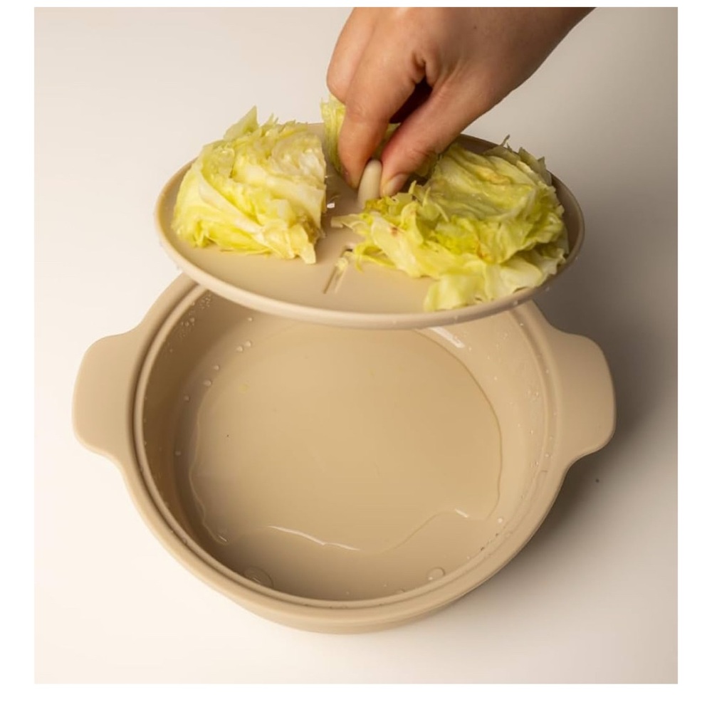 Silicone Steamer with Lid - Beige - Picture 3 of 8